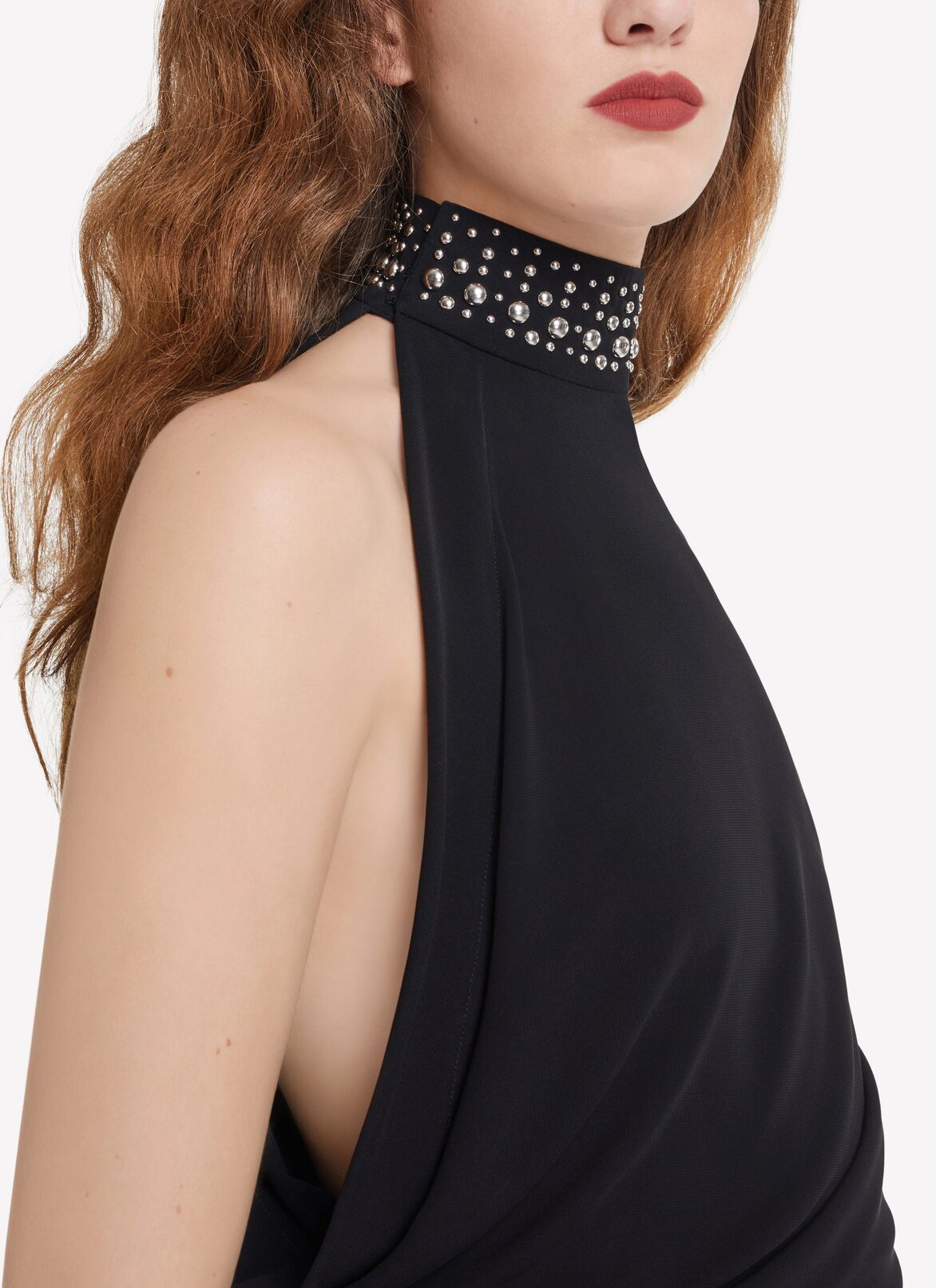 DRAPED FLUID JERSEY DRESS  ALAÏA BLACK DRAPED FLUID JERSEY DRESS